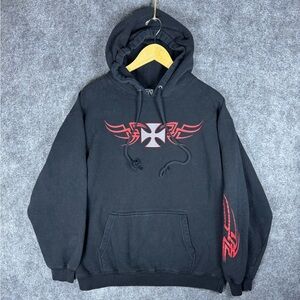 Vintage Y2K Top Heavy JNCO Style Tribal Cross Baggy Hoodie Sz M